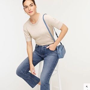 J Crew Short-sleeve Silk-blend Crewneck Sweater